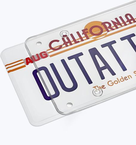 2 Pack License Plate Covers, Clear Flat License Plate Protector Unbreakable Plastic Shields Tag Holder Fits Standard US Plate with Screws Caps (Gray) in Saudi Arabia