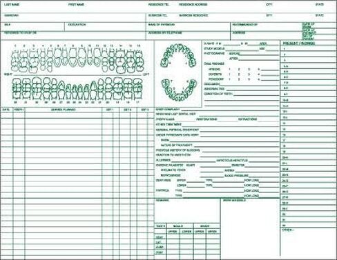نماذج طبيب الطبيب - نماذج مكتب طبيب الأسنان ، نموذج مخطط لمريض الأسنان ، البند DF9420 ، 8-1/2 "× 11" ، 100/حزمة in Kuwait