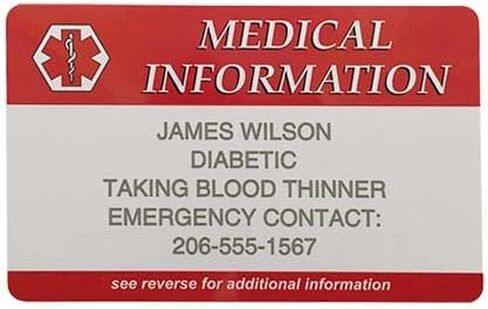 Emergency Information Medical Wallet Card - Custom Engraved with Your Information in Kuwait
