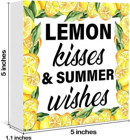 Kitchen Lemon Sign Decor Positive Every Day Is a Fresh Start Wood Block Plaque Sign Home Kitchen Shelf Wall Decor in Saudi Arabia