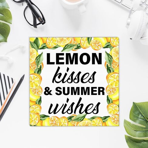Kitchen Lemon Sign Decor Positive Every Day Is a Fresh Start Wood Block Plaque Sign Home Kitchen Shelf Wall Decor in Saudi Arabia
