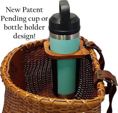 Tote & Kari Bike Basket for Women Beach Cruiser or Scooter The Original Wicker Bicycle Baskets with Built in Cup Holder for Front Handlebar-Classic Vintage Style Handmade in Saudi Arabia