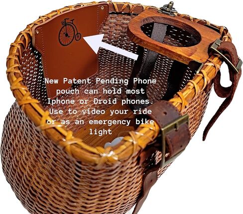 Tote & Kari Bike Basket for Women Beach Cruiser or Scooter The Original Wicker Bicycle Baskets with Built in Cup Holder for Front Handlebar-Classic Vintage Style Handmade in Saudi Arabia