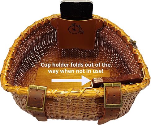 Tote & Kari Bike Basket for Women Beach Cruiser or Scooter The Original Wicker Bicycle Baskets with Built in Cup Holder for Front Handlebar-Classic Vintage Style Handmade in Saudi Arabia