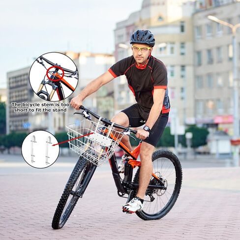 Bike Basket Front | Stainless Steel Front Basket for E-Bike & Electric Scooter-with Fixed Holder and Two Hooks | Easy Handlebar/Head Tube Installation | Bike Basket for Commuting & Shopping in Saudi Arabia