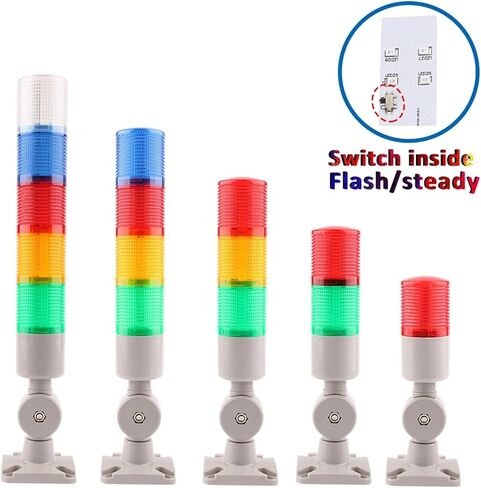 45 ملم قطر 24V DC 220V الضوء الثابت LED إشارة الإشارة الضوء متعدد الطبقات مكدس أضواء الإنذار تحذير للماكينة الصناعية (3 يي ، 24 فولت) in Kuwait
