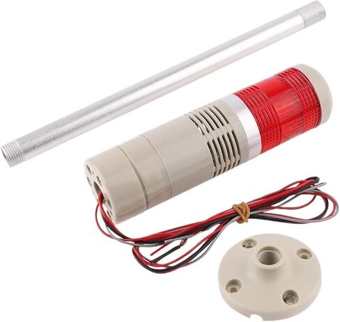 1 طبقة 12V 24V 110V 220V باللونين الأحمر الصفراء الصفراء الصناعية تحذير إشارة تحذير LGP-205 ضوء مؤشر ضوء ثابت مع الصوت (رمادي داكن ، AC 220V) in Saudi Arabia