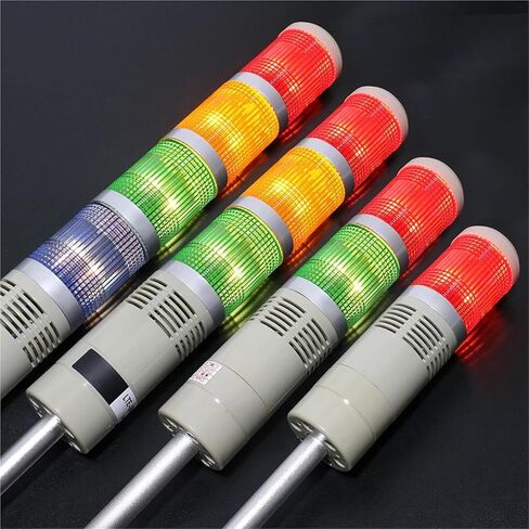 1 طبقة 12V 24V 110V 220V باللونين الأحمر الصفراء الصفراء الصناعية تحذير إشارة تحذير LGP-205 ضوء مؤشر ضوء ثابت مع الصوت (رمادي داكن ، AC 220V) in Saudi Arabia