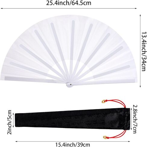 Nydotd 4 Packs Large Rave Fan Handheld Folding Fans Nylon Cloth Foldable with Holder Sleeve for Men & Women Performance Line Dance Chinese Kung Fu Tai Chi Decorations Party (Black, Large) in Saudi Arabia
