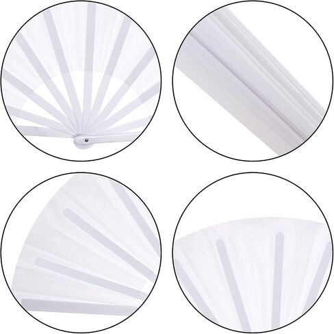Nydotd 4 Packs Large Rave Fan Handheld Folding Fans Nylon Cloth Foldable with Holder Sleeve for Men & Women Performance Line Dance Chinese Kung Fu Tai Chi Decorations Party (Black, Large) in Saudi Arabia