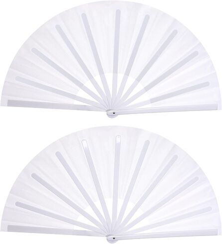 Nydotd 4 Packs Large Rave Fan Handheld Folding Fans Nylon Cloth Foldable with Holder Sleeve for Men & Women Performance Line Dance Chinese Kung Fu Tai Chi Decorations Party (Black, Large) in Saudi Arabia