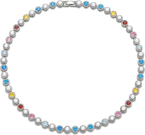 Tennis Necklaces for Men, Dainty 18K Gold Plated Diamond Tennis Choker Necklace Cubic Zirconia Chain with Emerald, Ruby, and Aquamarine Gemstones for Men Bride Birthday Wedding Valentine's Day Gifts in Kuwait