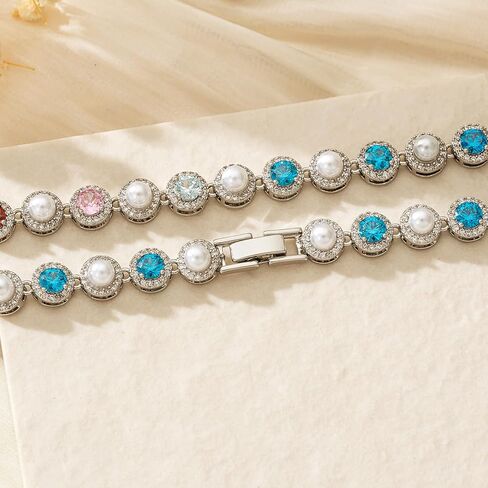 Tennis Necklaces for Men, Dainty 18K Gold Plated Diamond Tennis Choker Necklace Cubic Zirconia Chain with Emerald, Ruby, and Aquamarine Gemstones for Men Bride Birthday Wedding Valentine's Day Gifts in Kuwait