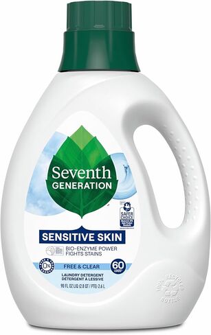 Seventh Generation 44724 Natural Liquid Laundry Detergent, Free & Clear, 66 Loads, 100oz Bottle (Case of 4) in Kuwait