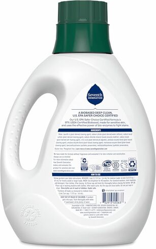 Seventh Generation 44724 Natural Liquid Laundry Detergent, Free & Clear, 66 Loads, 100oz Bottle (Case of 4) in Kuwait