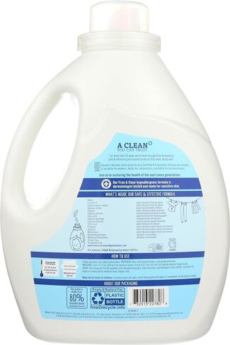 Seventh Generation 44724 Natural Liquid Laundry Detergent, Free & Clear, 66 Loads, 100oz Bottle (Case of 4) in Kuwait