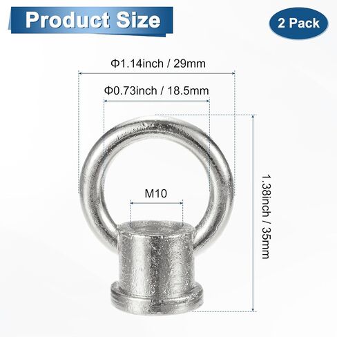 2 عبوة M10 عين العين ، 15 كجم كحد أقصى الحمل 29x35mm حلقة متري الشكل الإناث حلقة رفع العين الجوز للثريا المصباح المعلقة [نغمة البرونز] in Saudi Arabia