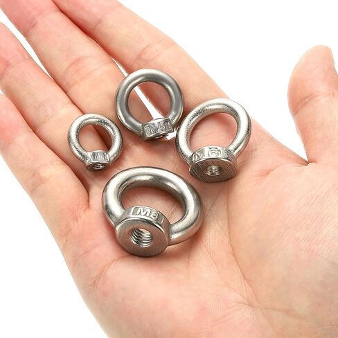 MECCANIXITY M8 LAMP حامل حلقة أنثى ، 10pcs 304 رفع الفولاذ المقاوم للصدأ رفع الجوز خطاف الدعم الشكل لتركيبات الإضاءة الثريا ، حمولة 80 كجم in Kuwait