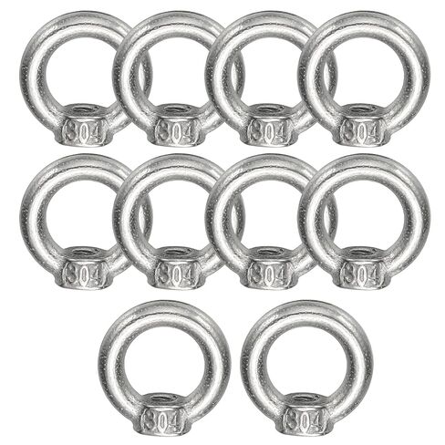 MECCANIXITY M8 LAMP حامل حلقة أنثى ، 10pcs 304 رفع الفولاذ المقاوم للصدأ رفع الجوز خطاف الدعم الشكل لتركيبات الإضاءة الثريا ، حمولة 80 كجم in Kuwait