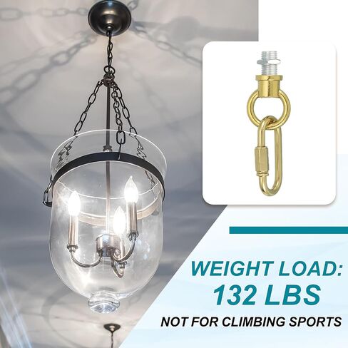 PATIKIL M10 Fine Thread Lamp Female Loop Holder with M12 Adapter Chain Quick Link, Lifting Eye Nut Hook Ring Structural Support to Chandelier, 132 lbs Load Copper in Kuwait
