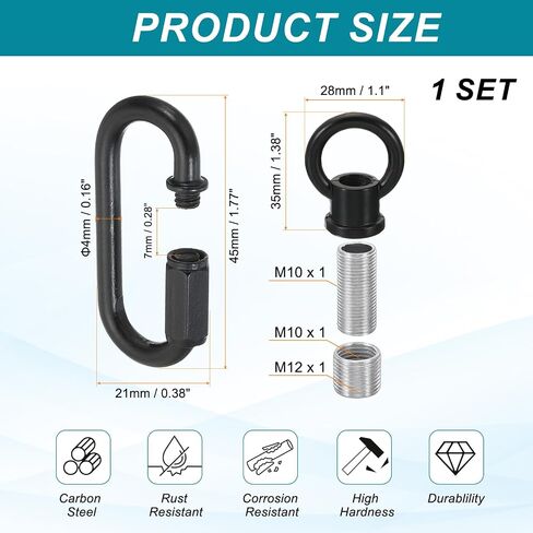 Patikil M10 Fine Thread Lamp حامل حلقة أنثى مع M12 سلسلة محول الرابط السريع ، رفع الدعم الهيكلي لخطاف الجوز للعين للثريا ، 44 رطلا تحميل النغمة الذهبية in Saudi Arabia