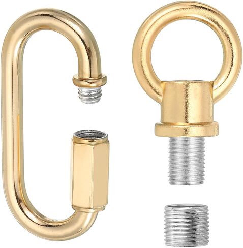 PATIKIL M10 Fine Thread Lamp Female Loop Holder with M12 Adapter Chain Quick Link, Lifting Eye Nut Hook Ring Structural Support to Chandelier, 44 lbs Load Gold in Saudi Arabia