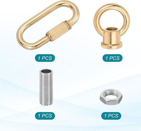 PATIKIL M10 Fine Thread Lamp Female Loop Holder with M12 Adapter Chain Quick Link, Lifting Eye Nut Hook Ring Structural Support to Chandelier, 44 lbs Load Gold in Saudi Arabia
