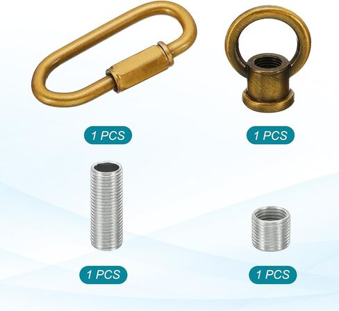 PATIKIL M10 Fine Thread Lamp Female Loop Holder with M12 Adapter Chain Quick Link, Lifting Eye Nut Hook Ring Structural Support to Chandelier, 132 lbs Load Copper in Kuwait