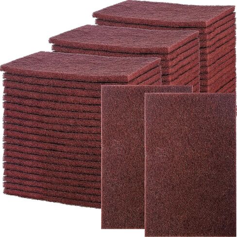 50 Pcs 7447 Fine General Purpose Scuff Pads 6 X 9 Inch Abrasive Hand Sanding Non-Woven Aluminum Oxide Abrasive Pads Set for Surface Preparation Scuffing Scouring Blending Cleaning(Red) in Saudi Arabia