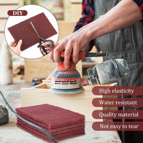 50 Pcs 7447 Fine General Purpose Scuff Pads 6 X 9 Inch Abrasive Hand Sanding Non-Woven Aluminum Oxide Abrasive Pads Set for Surface Preparation Scuffing Scouring Blending Cleaning(Red) in Saudi Arabia