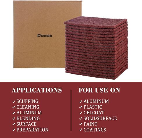 50 Pcs 7447 Fine General Purpose Scuff Pads 6 X 9 Inch Abrasive Hand Sanding Non-Woven Aluminum Oxide Abrasive Pads Set for Surface Preparation Scuffing Scouring Blending Cleaning(Red) in Saudi Arabia