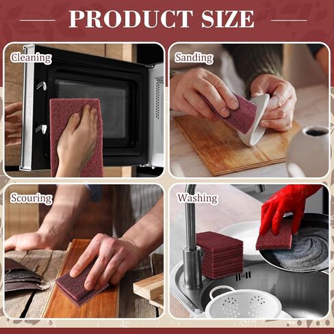 50 Pcs 7447 Fine General Purpose Scuff Pads 6 X 9 Inch Abrasive Hand Sanding Non-Woven Aluminum Oxide Abrasive Pads Set for Surface Preparation Scuffing Scouring Blending Cleaning(Red) in Saudi Arabia