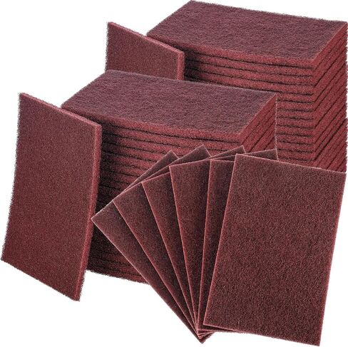 50 Pcs 7447 Fine General Purpose Scuff Pads 6 X 9 Inch Abrasive Hand Sanding Non-Woven Aluminum Oxide Abrasive Pads Set for Surface Preparation Scuffing Scouring Blending Cleaning(Red) in Saudi Arabia