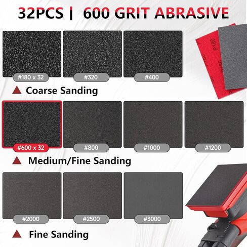32pcs مجموعة إسفنجة Sanding ، 180-3000 خطاف الحصباء والحلقة الرطبة الإسفنج الجاف الجاف للخشب ، والمعادن ، والسيارات - منصات الصنفرة الرغوية للأثاث ، والحرف ، والجدران الجافة ، وتلميع النموذج in Kuwait