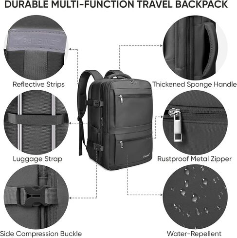 BALEINE Travel Backpack for Women Men, Sturdy Carry On Backpack, Large Backpack Travel Laptop Backpack Gifts for Business, Casual, Weekender, Hiking (Large, Black) in Saudi Arabia