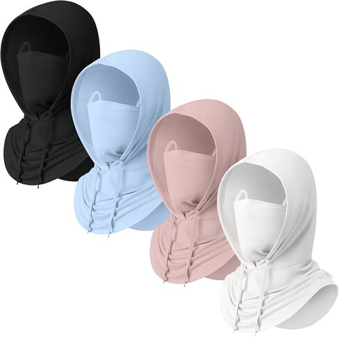 Funtery 4 Pack Summer Cooling Balaclava Mask UV Protection Hood Breathable Face Cover Full Head Scarf for Men Women Cycling Fishing Outdoor Sports in Saudi Arabia