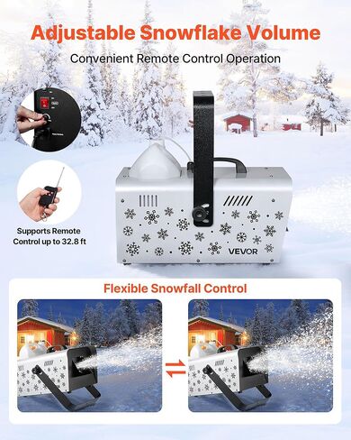 VEVOR Snow Machine, 1500W Handheld/Hanging Snow Maker By Wireless Remote Control, Portable Snowmaking Machine, High Output Snowflake Maker with 5L Tank for Christmas Party Wedding Stage Effects in Kuwait