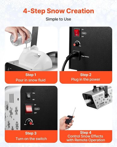 VEVOR Snow Machine, 1500W Handheld/Hanging Snow Maker By Wireless Remote Control, Portable Snowmaking Machine, High Output Snowflake Maker with 5L Tank for Christmas Party Wedding Stage Effects in Kuwait