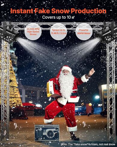 VEVOR Snow Machine, 800W Handheld/Hanging Snow Maker, Portable Wireless Remote Snowmaking machine with 1L Tank & Handle, Outdoor & Indoor Snowflake Maker for Christmas Party Stage Effect in Kuwait