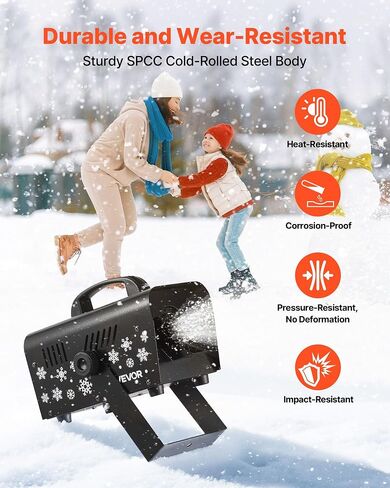 VEVOR Snow Machine, 800W Handheld/Hanging Snow Maker, Portable Wireless Remote Snowmaking machine with 1L Tank & Handle, Outdoor & Indoor Snowflake Maker for Christmas Party Stage Effect in Kuwait