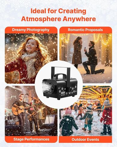VEVOR Snow Machine, 800W Handheld/Hanging Snow Maker, Portable Wireless Remote Snowmaking machine with 1L Tank & Handle, Outdoor & Indoor Snowflake Maker for Christmas Party Stage Effect in Kuwait