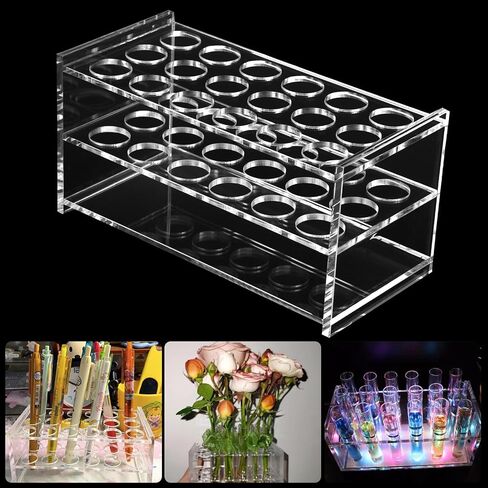أكريليكتوبراك 3 HOLERSTALLERS TRAMPRENT ACRYLIC TRAP RACK مع آبار 17 مم لأنبوب الاختبار أنبوب الآلام وما إلى ذلك (شفاف ، 17) in Saudi Arabia
