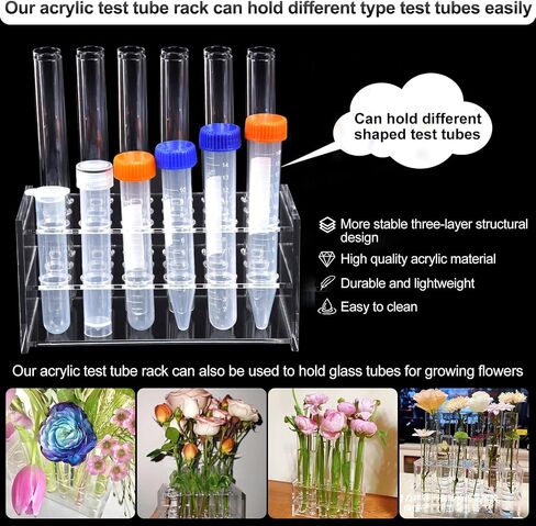 أكريليكتوبراك 3 HOLERSTALLERS TRAMPRENT ACRYLIC TRAP RACK مع آبار 17 مم لأنبوب الاختبار أنبوب الآلام وما إلى ذلك (شفاف ، 17) in Saudi Arabia