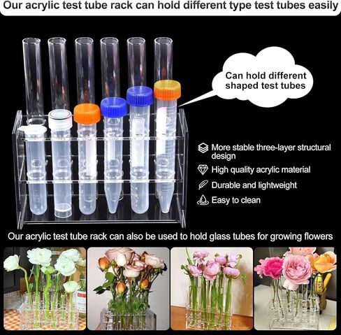 أكريليكتوبراك 3 HOLERSTALLERS TRAMPRENT ACRYLIC TRAP RACK مع آبار 17 مم لأنبوب الاختبار أنبوب الآلام وما إلى ذلك (شفاف ، 17) in Saudi Arabia