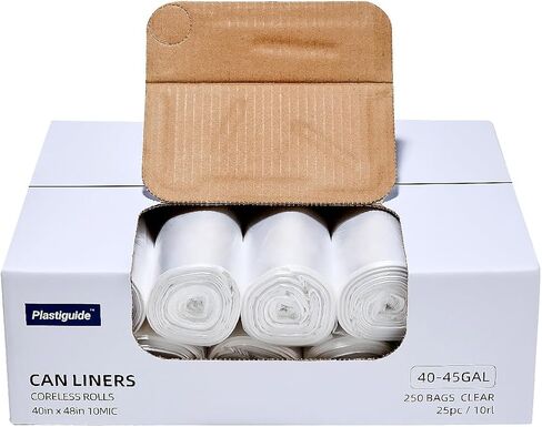 40-45 Gallon Clear Trash Can Liners - 250 Count Bulk, 40'' x 48'', High Density Garbage Bags for Outdoor, Recycling, Commercial, and Industrial Use in Kuwait