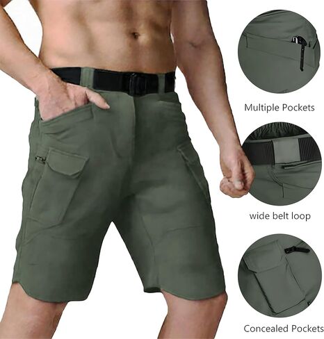 Cargo Shorts for Man Waterproof Stretch Multi Pockets Quick-Dry Outdoor Camping Running Athletic Men's Shorts in Kuwait