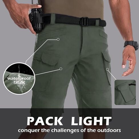 Cargo Shorts for Man Waterproof Stretch Multi Pockets Quick-Dry Outdoor Camping Running Athletic Men's Shorts in Kuwait