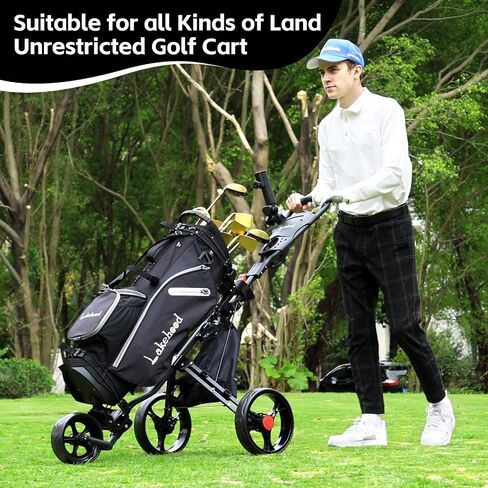 Lakehood 3 Wheel Golf Push Cart & Golf Bag Cart - Easy Fold/Unfold, Smooth Golf Push Pull Cart, One-Tap Brake, Push Golf cart Perfect for Golf Enthusiasts & Professionals in Saudi Arabia