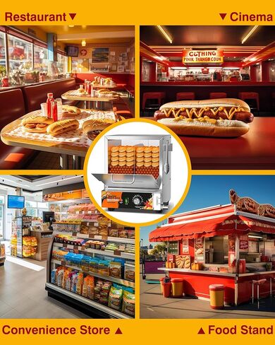 WantJoin Hot Dog Steamer Machine - 28.8QT Commercial Electric Hotdog Machine with Bun Warmer Hotdogs Buns Warmer Stainless Steel Tempered Glass Steamer Machine for 160-175 Sausages & 30-40 Buns in Saudi Arabia