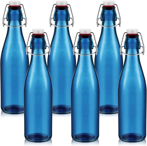 6 Pcs Assorted Color Glass Bottles 500 ml/ 16.9 oz Decorative Wine Bottles Flip Top Glass Water Bottle with Airtight Lid for Home Decor Garden Tree Yard Outdoor Decorations in Saudi Arabia